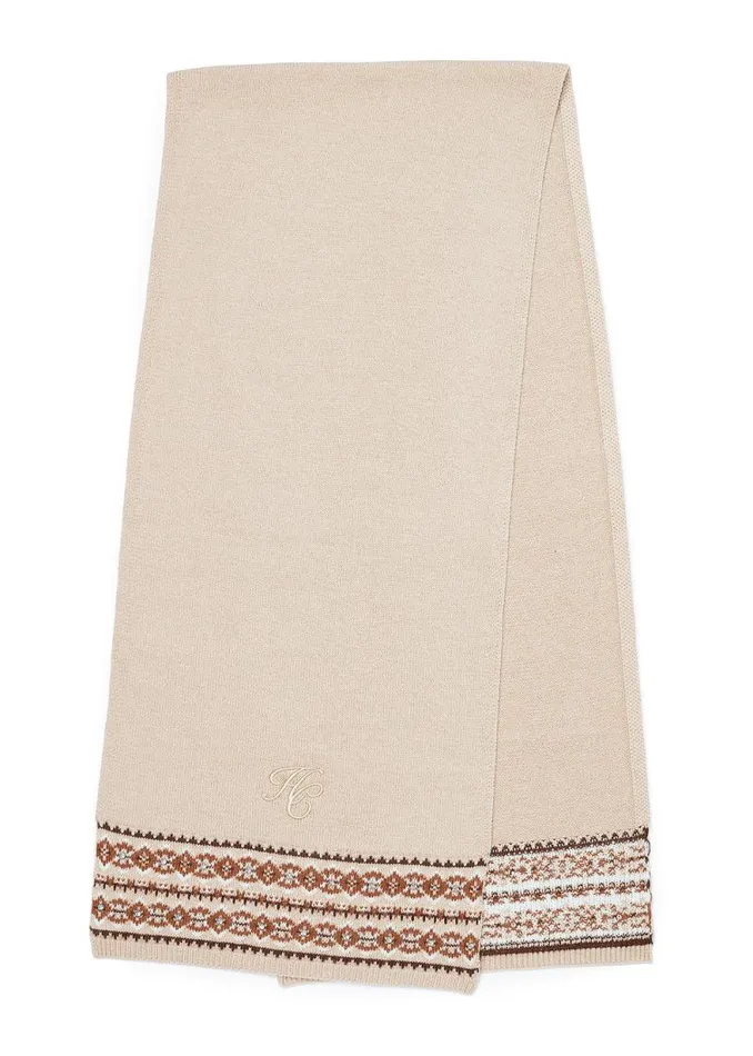 Women Jennifer Fairisle Scarf Light Camel Holland Cooper Scarves Women Jennifer Fairisle Scarf Light Camel Holland Cooper Scarves
