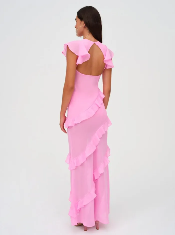 Women Jessica Chiffon Maxi Dress Pink For Love and Lemons Dresses