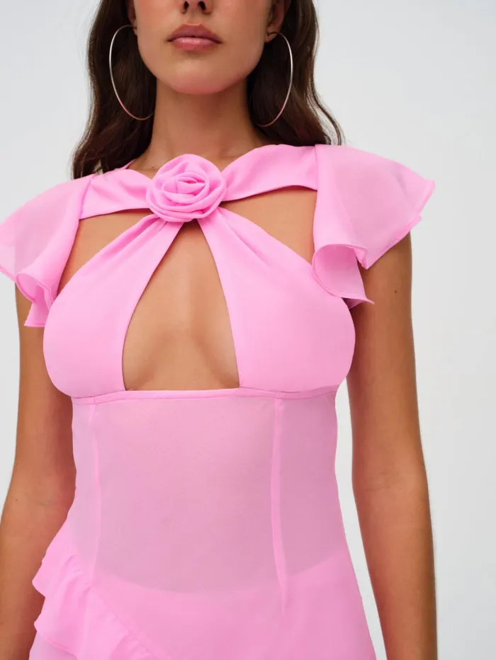 Women Jessica Chiffon Maxi Dress Pink For Love and Lemons Dresses