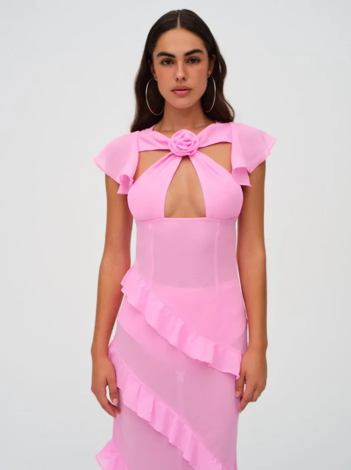 Women Jessica Chiffon Maxi Dress Pink For Love and Lemons Dresses