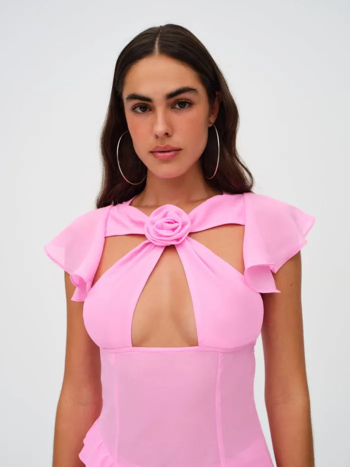 Women Jessica Chiffon Maxi Dress Pink For Love and Lemons Dresses