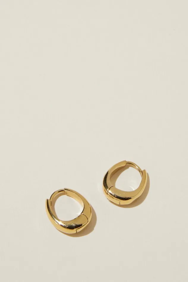 Women Jewelry Cotton On Waterproof Mid Hoop Earring Gold Plated Dome