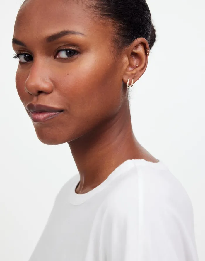Women Jewelry Madewell DemiFine Pav Double Hoop Earrings 14k Gold