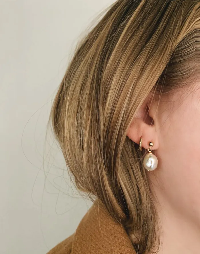 Women Jewelry Madewell Kinn Baroque Pearl Drop Earrings Gold