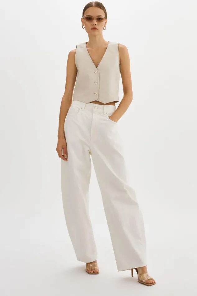 Women KALLIE Leather Vest Bone LAMARQUE Tops