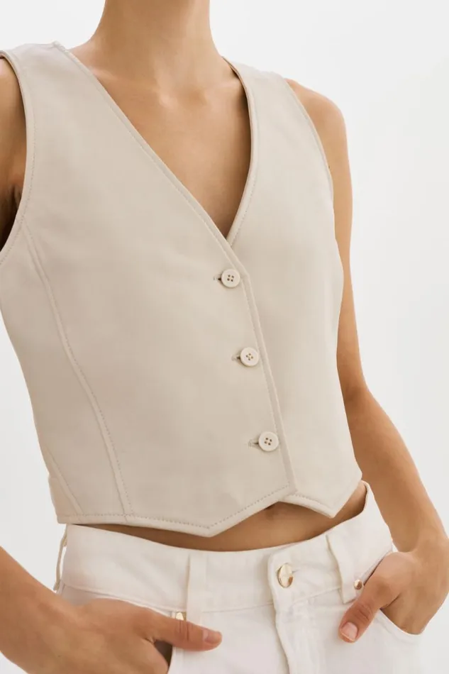 Women KALLIE Leather Vest Bone LAMARQUE Tops