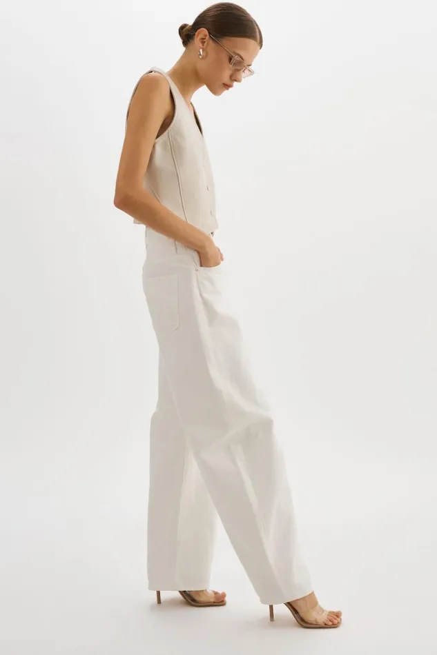 Women KALLIE Leather Vest Bone LAMARQUE Tops