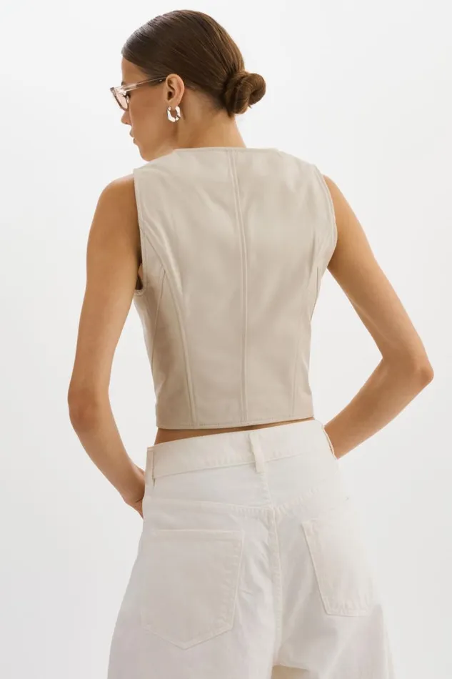 Women KALLIE Leather Vest Bone LAMARQUE Tops