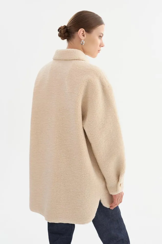 Women KANE Sherpa Shacket Beige LAMARQUE Sherpa