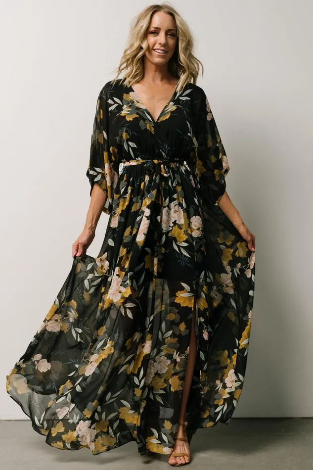 Women Kia Kimono Maxi Dress Midnight Floral Baltic Born The Guest Edit