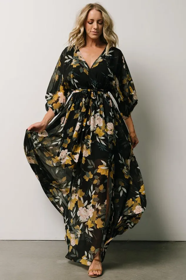 Women Kia Kimono Maxi Dress Midnight Floral Baltic Born The Guest Edit Women Kia Kimono Maxi Dress Midnight Floral Baltic Born The Guest Edit