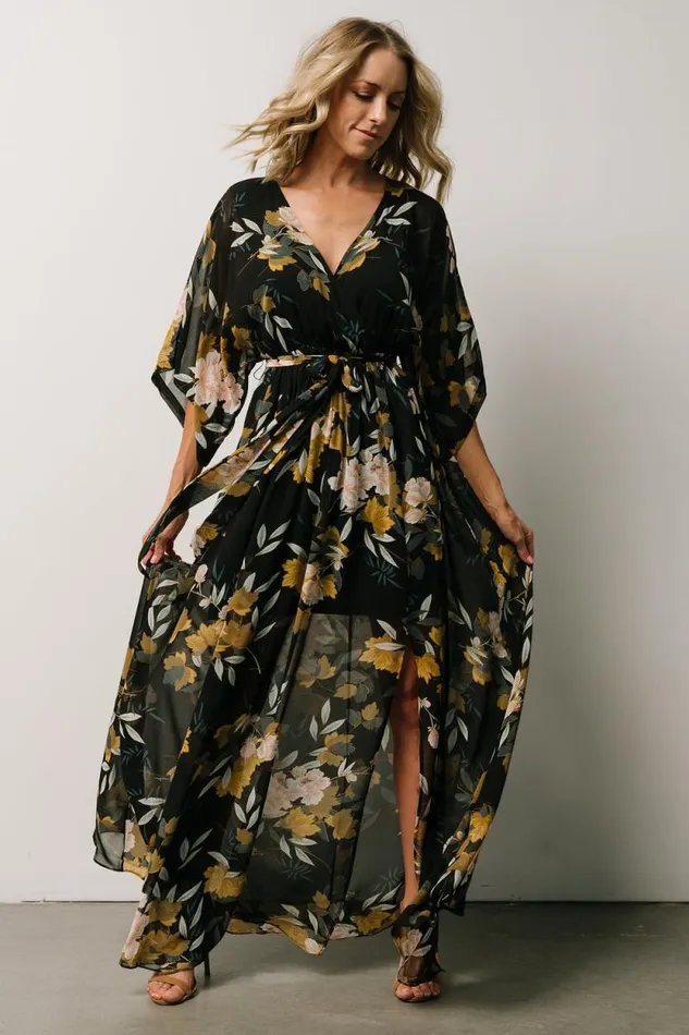 Women Kia Kimono Maxi Dress Midnight Floral Baltic Born The Guest Edit Women Kia Kimono Maxi Dress Midnight Floral Baltic Born The Guest Edit