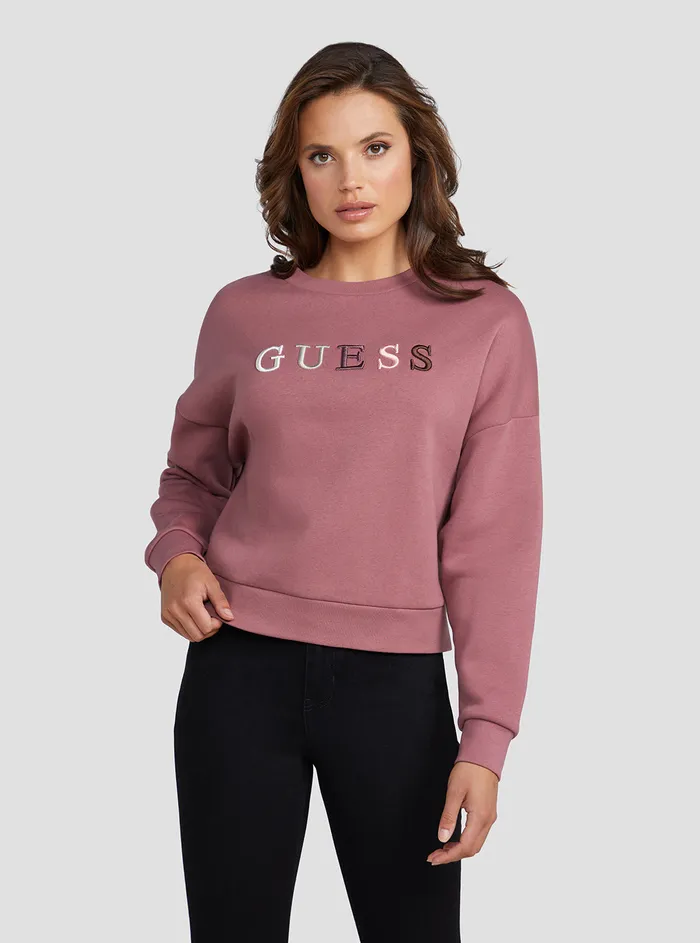 Women Knits and Sweaters GUESS Eco Mauve Clara Logo Jumper
