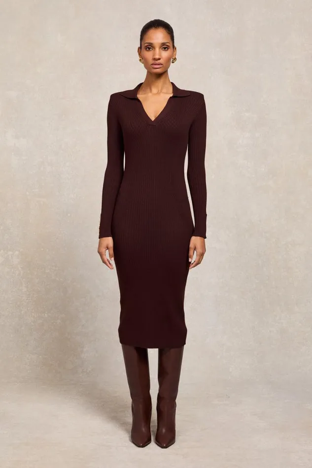 Women Knitted Shirt Dress Chocolate Holland Cooper Dresses Women Knitted Shirt Dress Chocolate Holland Cooper Dresses