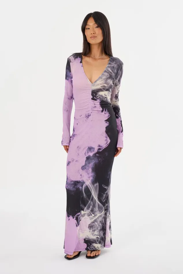 Women LEANDRA Printed Jersey Maxi Dress Lavender Haze LAMARQUE Dresses