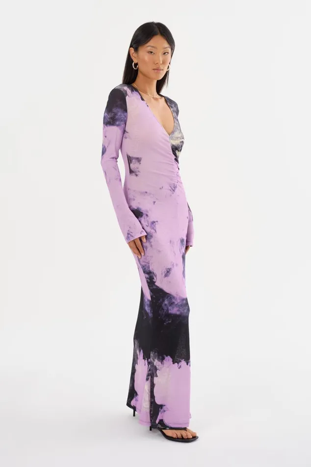 Women LEANDRA Printed Jersey Maxi Dress Lavender Haze LAMARQUE Dresses