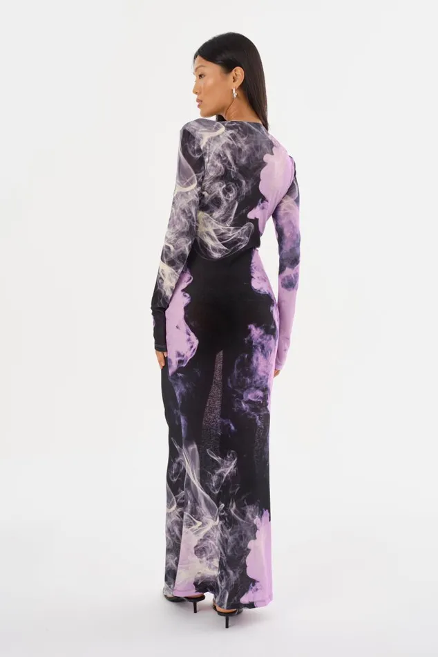 Women LEANDRA Printed Jersey Maxi Dress Lavender Haze LAMARQUE Dresses