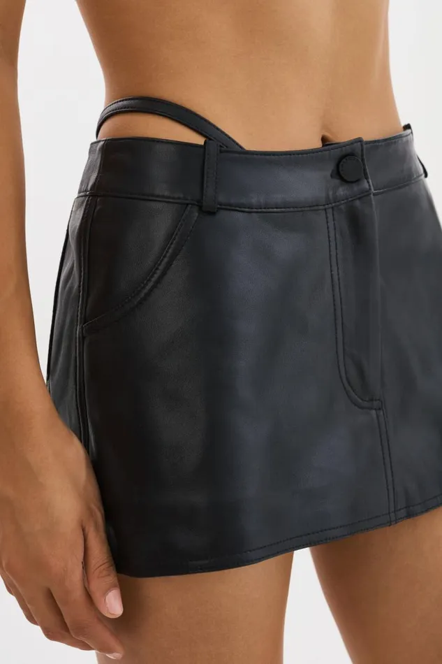 Women LIANA Leather Skort Black LAMARQUE Skirts Women LIANA Leather Skort Black LAMARQUE Skirts