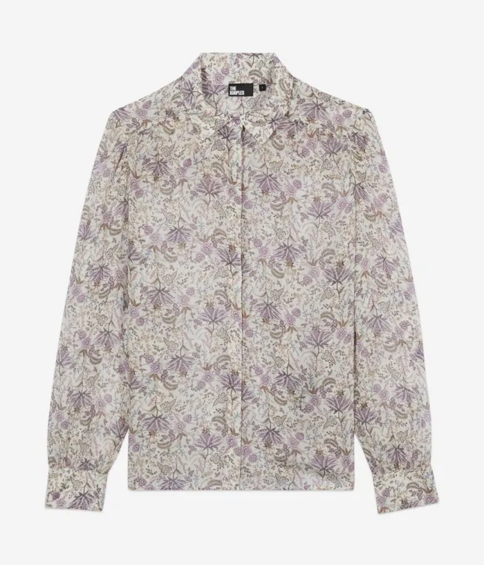 Women Lilac Floral Print Long Sleeve Shirt THE KOOPLES Blouses and Shirts