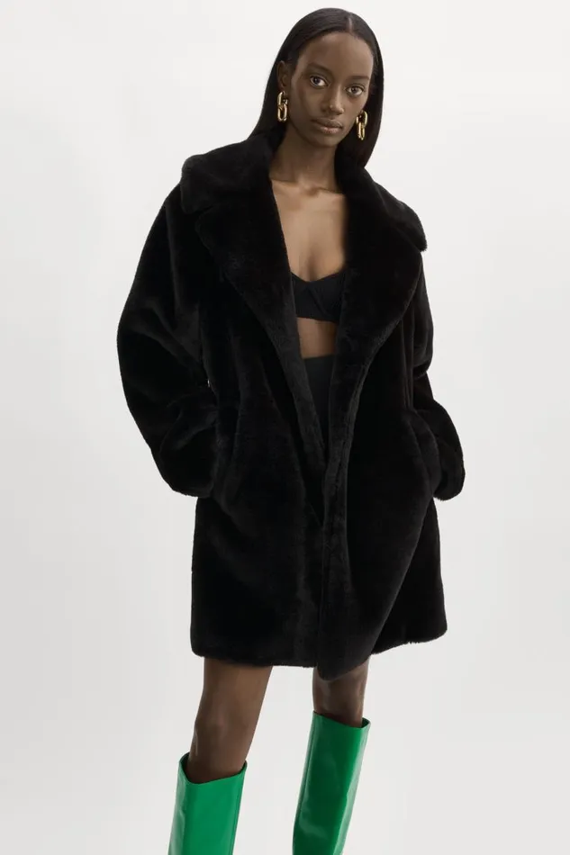 Women LINNEA Faux Fur Coat Black LAMARQUE Faux Fur Women LINNEA Faux Fur Coat Black LAMARQUE Faux Fur
