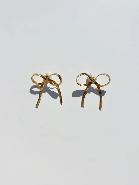 Women Lisa Says Gah Bows Earrings Gold Jewelry