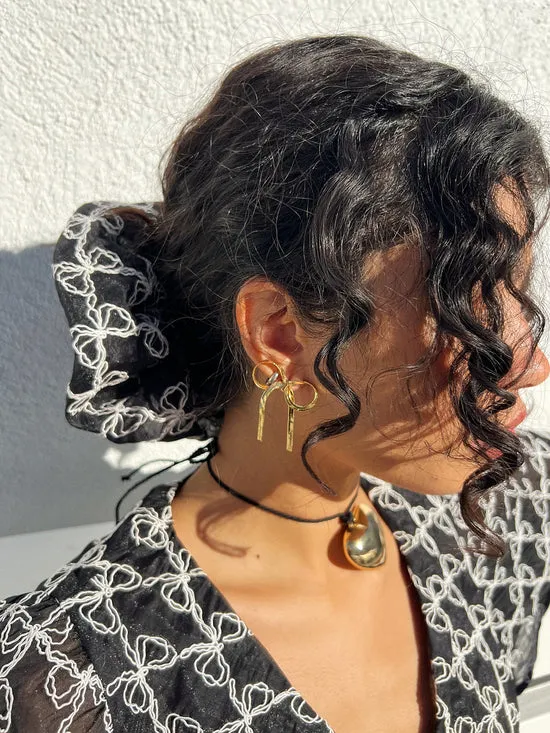 Women Lisa Says Gah Bows Earrings Gold Jewelry
