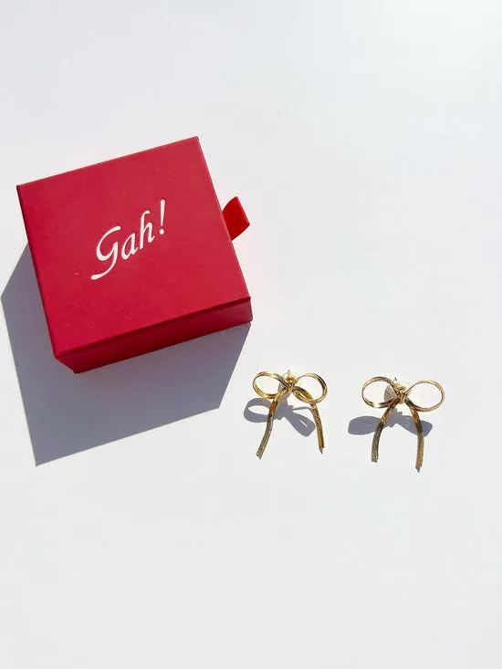 Women Lisa Says Gah Bows Earrings Gold Jewelry