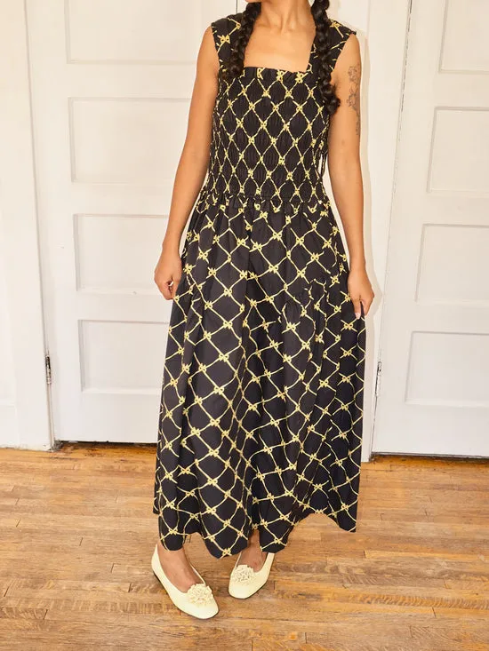 Women Lisa Says Gah Violet Midi Dress Black Yellow Bows Dresses