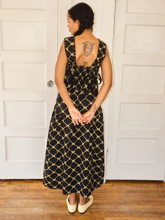 Women Lisa Says Gah Violet Midi Dress Black Yellow Bows Dresses