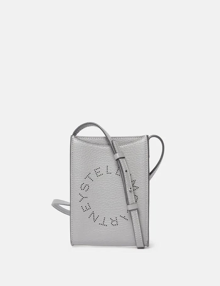 Women Logo Grainy Alter Mat Crossbody Phone Pouch Smoke Stella McCartney Logo Bag