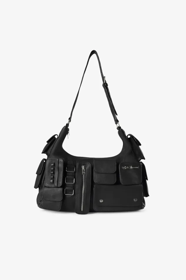 Women LOLITA Leather Cargo Bag Black LAMARQUE Bags