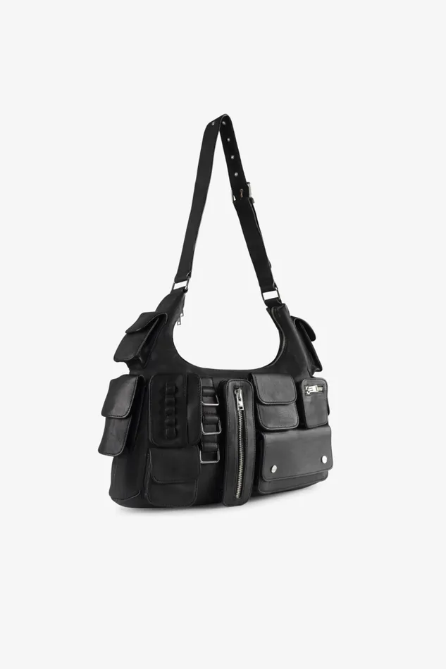 Women LOLITA Leather Cargo Bag Black LAMARQUE Bags