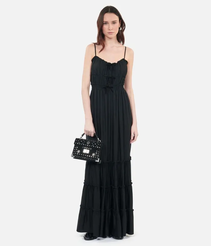Women Long Black Dress With Bows THE KOOPLES Dresses and Jumpsuits