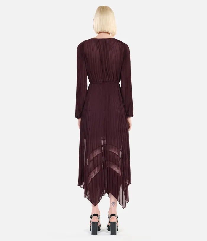 Women Long Burgundy Pleated Dress THE KOOPLES Dresses and Jumpsuits