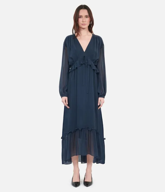 Women Long Navy Blue Silk Dress THE KOOPLES Dresses and Jumpsuits
