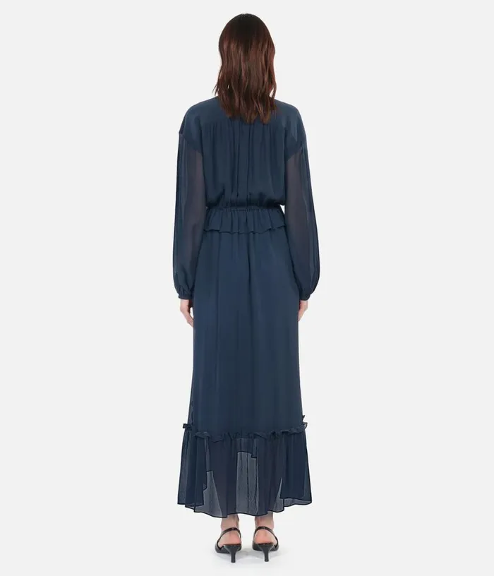 Women Long Navy Blue Silk Dress THE KOOPLES Dresses and Jumpsuits