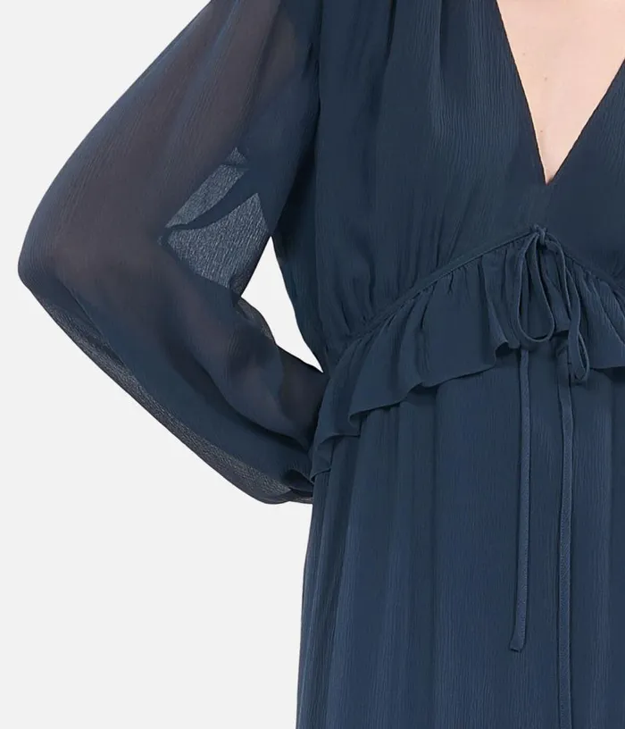 Women Long Navy Blue Silk Dress THE KOOPLES Dresses and Jumpsuits