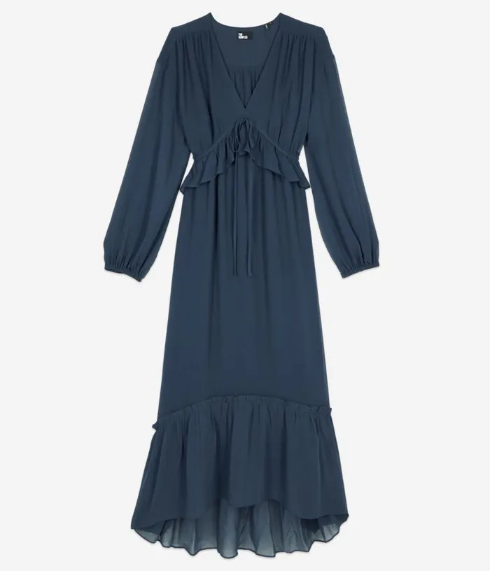 Women Long Navy Blue Silk Dress THE KOOPLES Dresses and Jumpsuits