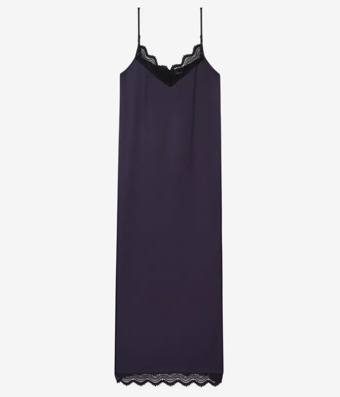 Women Long Navy Blue Slip Dress THE KOOPLES Dresses and Jumpsuits