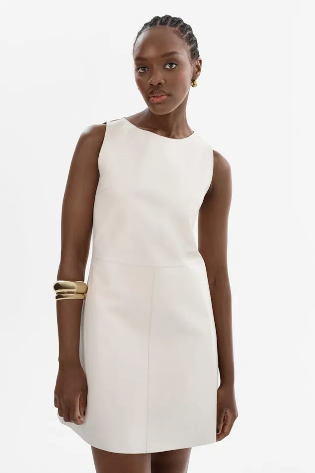 Women LOZANA Reversible Leather Dress Winter Whitegold LAMARQUE Dresses Women LOZANA Reversible Leather Dress Winter Whitegold LAMARQUE Dresses