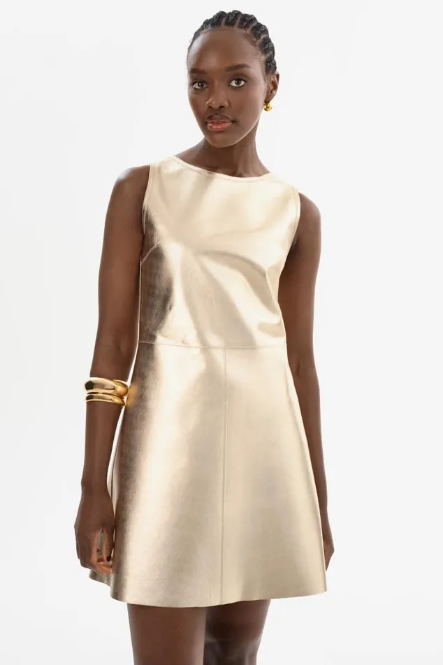 Women LOZANA Reversible Leather Dress Winter Whitegold LAMARQUE Dresses Women LOZANA Reversible Leather Dress Winter Whitegold LAMARQUE Dresses