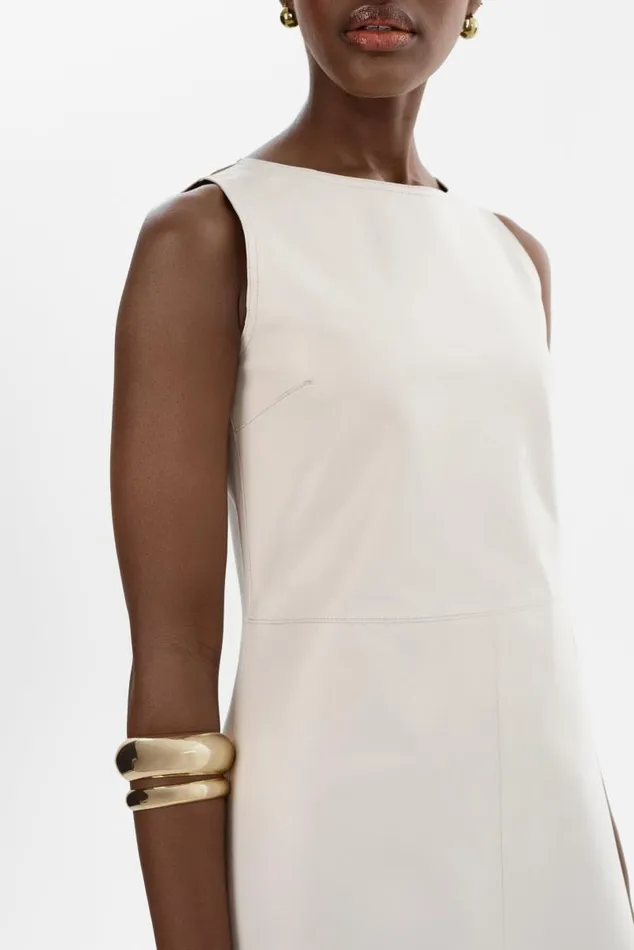 Women LOZANA Reversible Leather Dress Winter Whitegold LAMARQUE Dresses Women LOZANA Reversible Leather Dress Winter Whitegold LAMARQUE Dresses