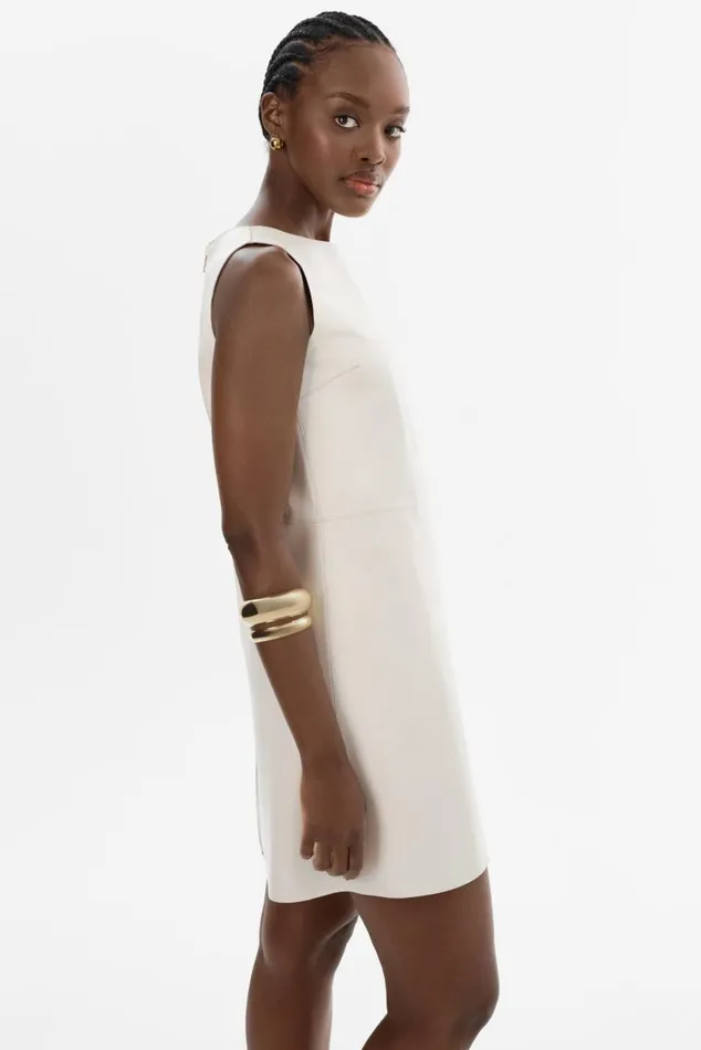 Women LOZANA Reversible Leather Dress Winter Whitegold LAMARQUE Dresses Women LOZANA Reversible Leather Dress Winter Whitegold LAMARQUE Dresses