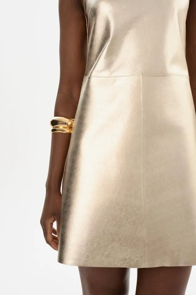 Women LOZANA Reversible Leather Dress Winter Whitegold LAMARQUE Dresses Women LOZANA Reversible Leather Dress Winter Whitegold LAMARQUE Dresses