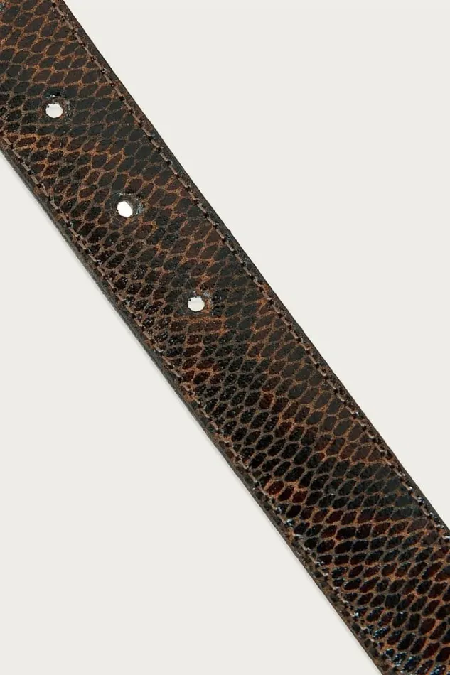 Women Lucky Brand Belts Double Ring Snakeskin Belt Dark Brown Women Lucky Brand Belts Double Ring Snakeskin Belt Dark Brown