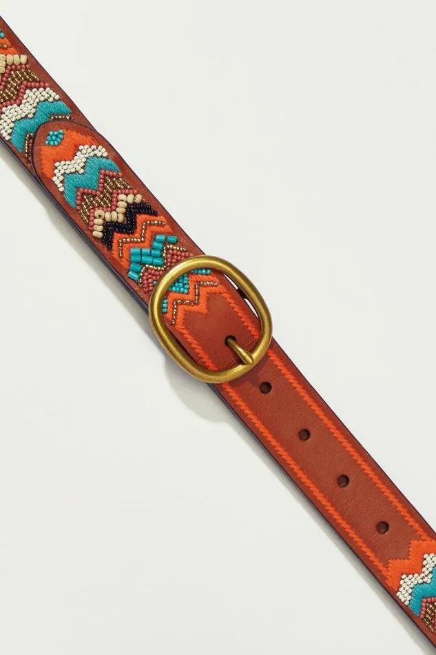 Women Lucky Brand Belts Multi Beaded Zig Zag Belt Multi