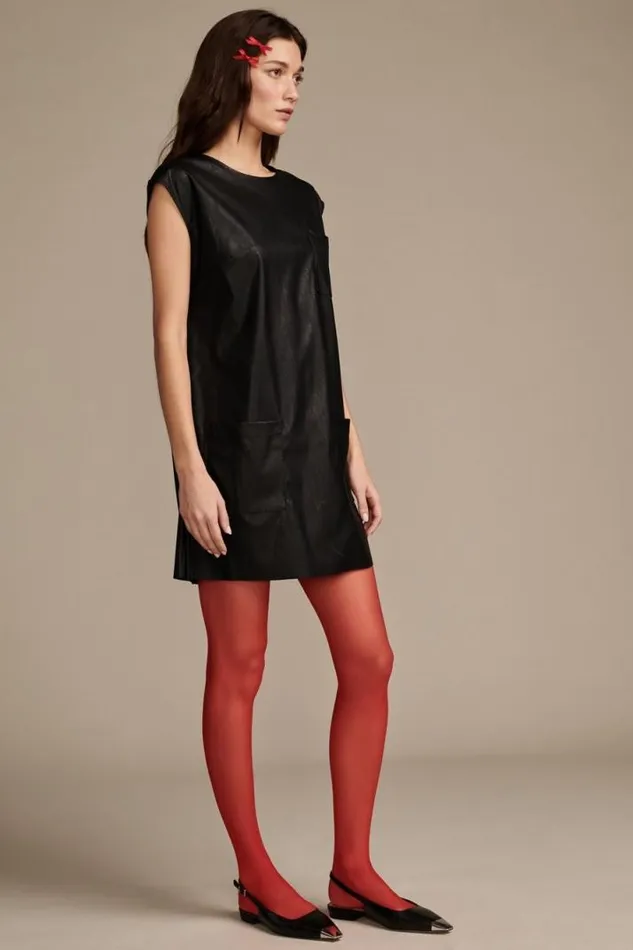 Women Lucky Brand Dresses Faux Leather Dress Black