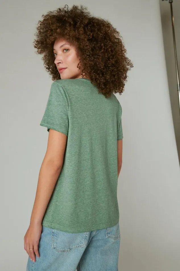 Women Lucky Brand Graphic Tees Lucky Arch Classic Crew Pine Ridge