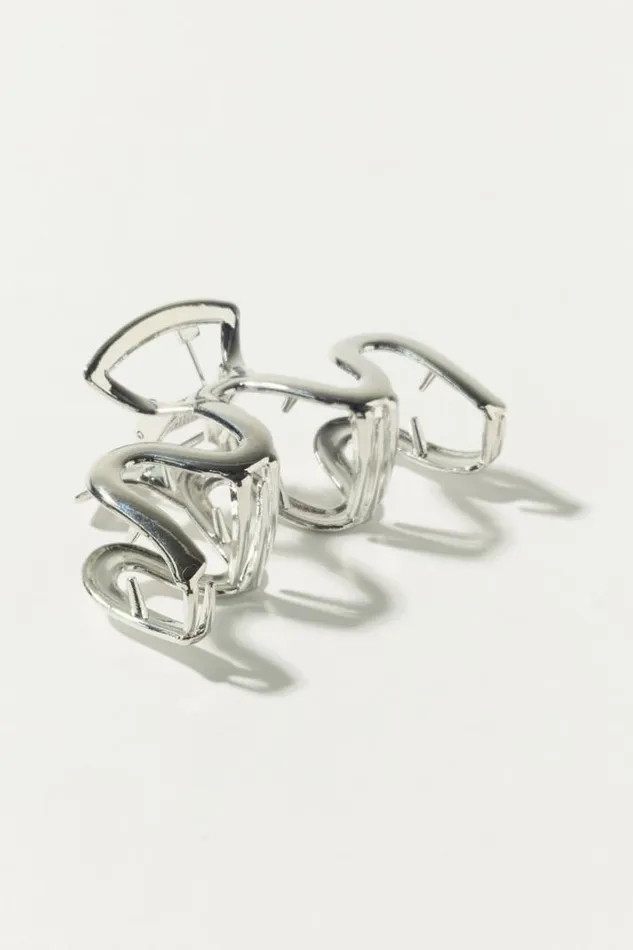Women Lucky Brand Hair Accessories Wavy Metal Claw Silver