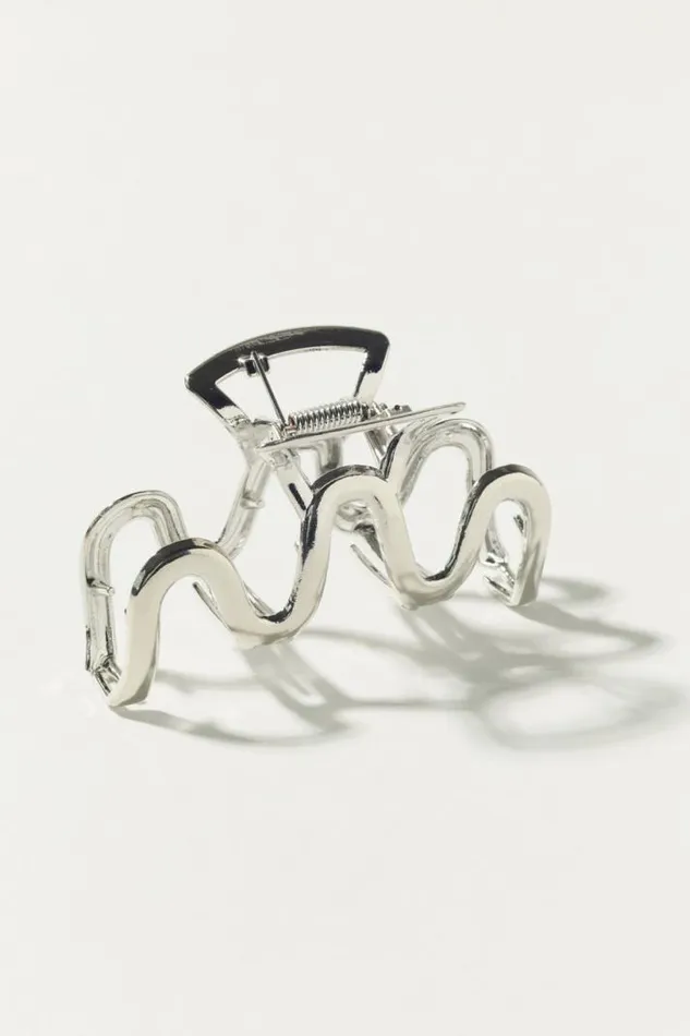 Women Lucky Brand Hair Accessories Wavy Metal Claw Silver